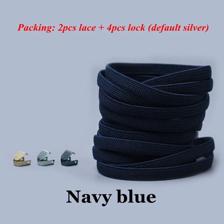 Navy blue 1 пара плоские эластичные фиксирующие шнурки без завязок шнурки для детей и взрослых кроссовки обувь кружева быстро ленивые Ботинки со шнурками - Цвет: Navy blue