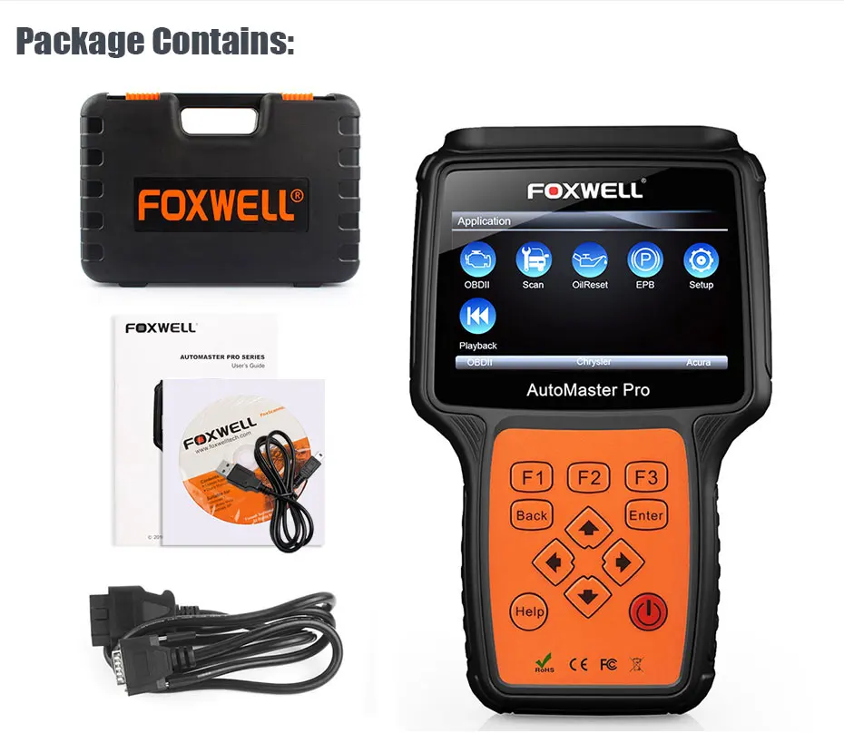Foxwell NT614 OBD OBD2 автомобильный сканер Код считывающий ABS подушка безопасности SRS при