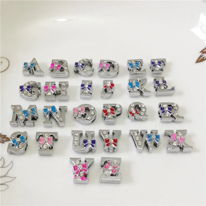 8 мм DIY горный хрусталь Бант скользящие буквы &quotA Z&quot выбрать свободно подходит самодельный ремень браслет