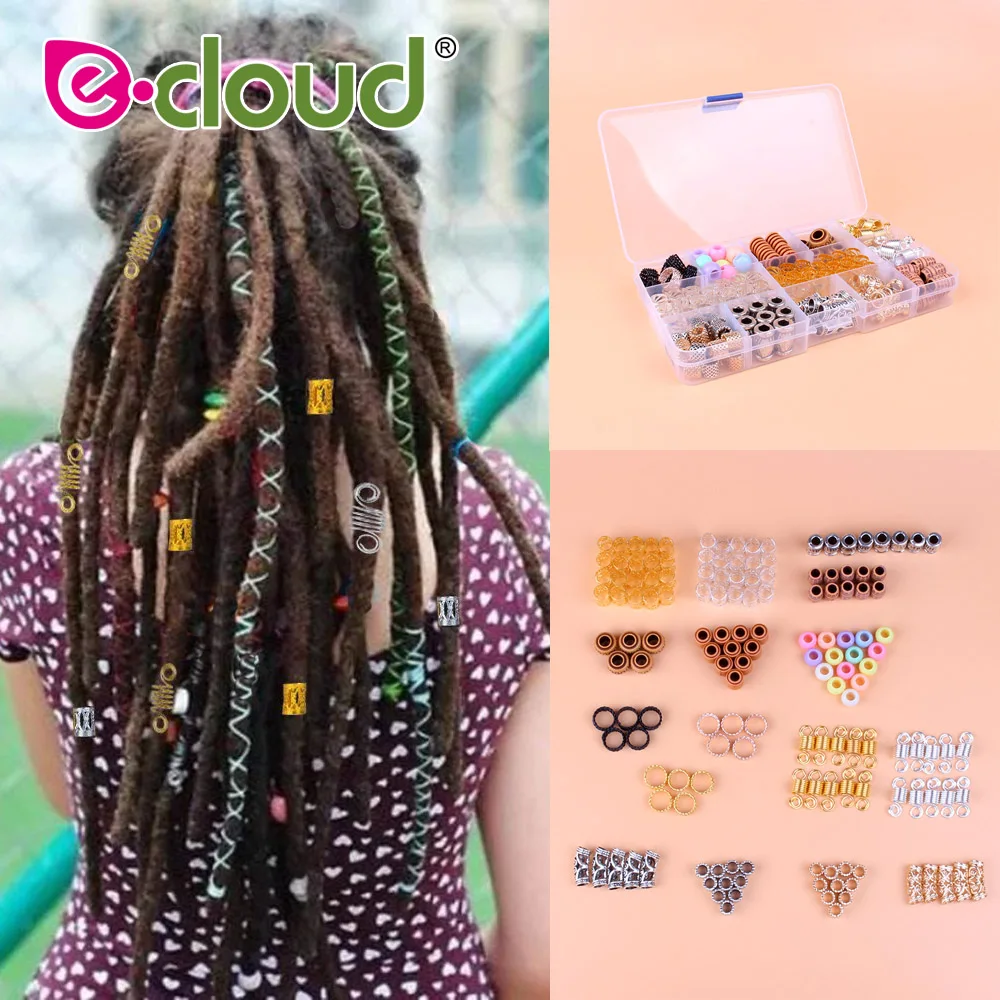 

114Pcs Metal Hair Beads for Braids Plastic Dreadlock Beads Hair Rings Cuffs Crochet Accessories with Storage Box