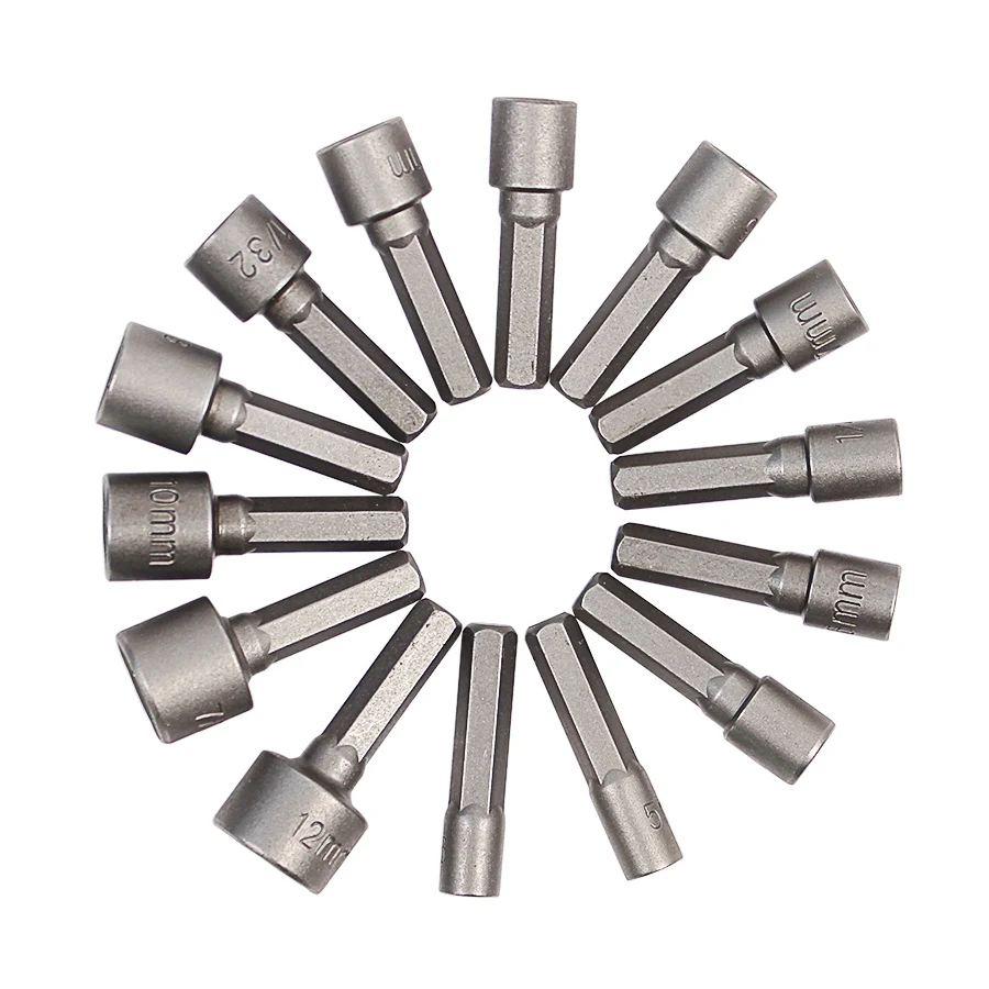 Power Nut Driver 14pcs/lot Drill Bit Set Metric Socket Wrench Screw 1/4" Hex | Инструменты
