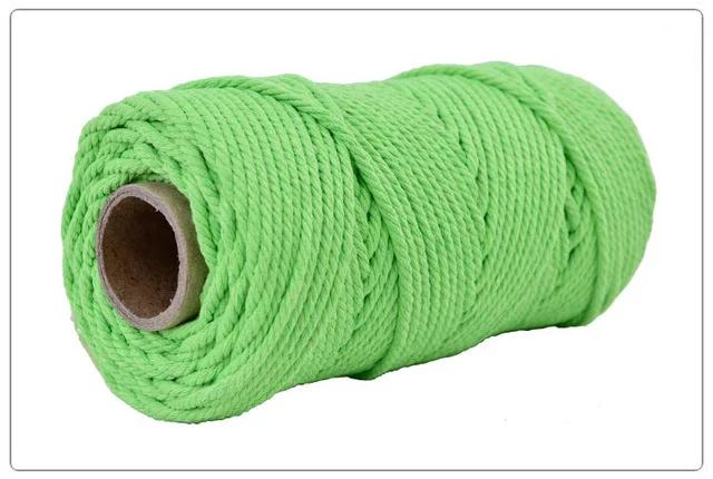Light Green 4 мм x 100 м хлопок, цветной шнур, бежевая скрученная веревка для рукоделия макраме, свадебные домашние текстильные украшения, поставка - Цвет: Light Green