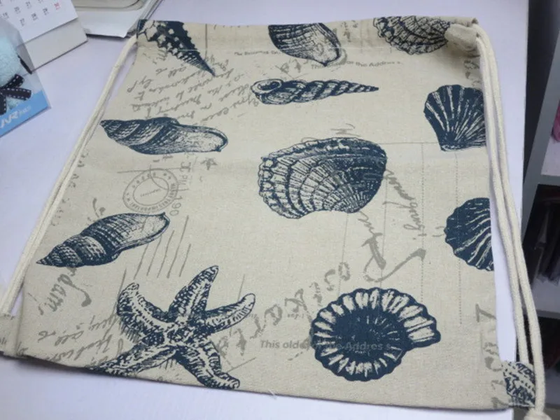 Дорожный рюкзак YILE из хлопка и льна на шнурке Студенческая сумка для книг ракушка