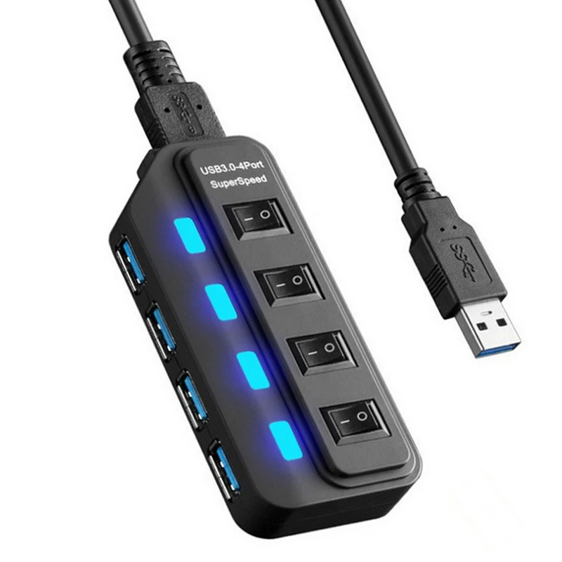 Высокоскоростной концентратор USB 3 0 на 4 и 7 портов с выключателем OnOff адаптер
