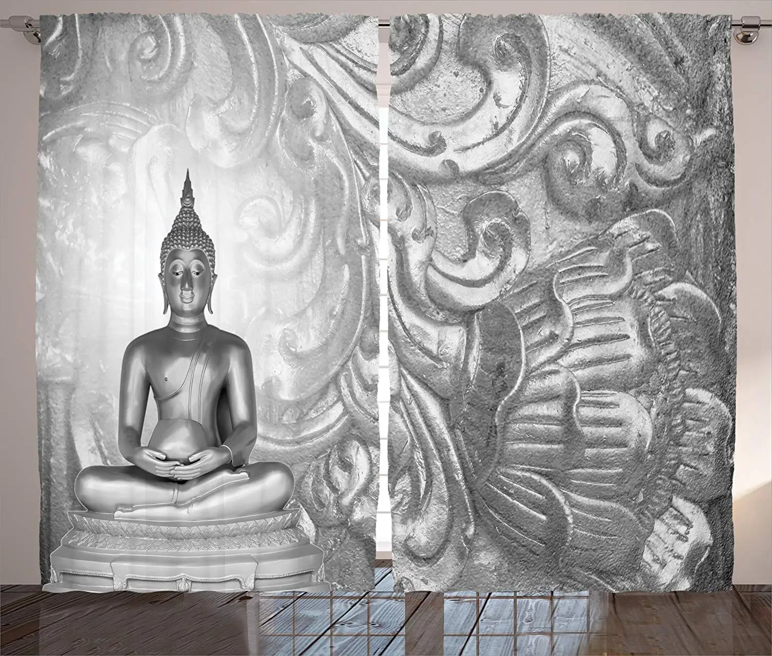 Азиатские шторы Серебряный декоративный фон древняя восточная культура