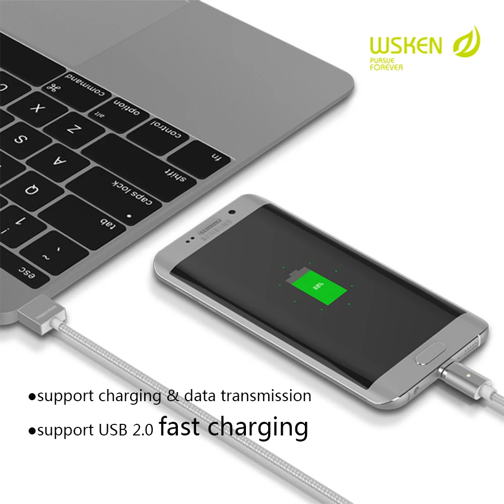 WSKEN X-Cable Mini 2 Магнитный зарядный кабель для Micro USB huawei Xiaomi samsung htc для iPhone 5 6 7 Plus SE