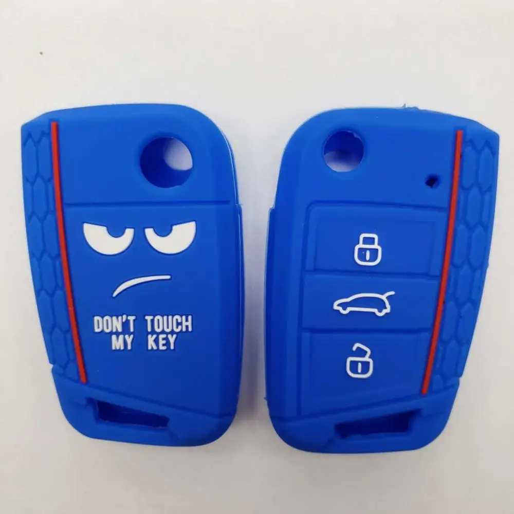 blue cover only Dont Touch My Key Llave чехол силиконовый чехол для VW Golf 7 MK7 Seat Leon 3 Ibiza 4 5 Toledo 4 Arona Ateca Skoda Octavia 3 Пульт дистанционного управления - Название цвета: blue cover only