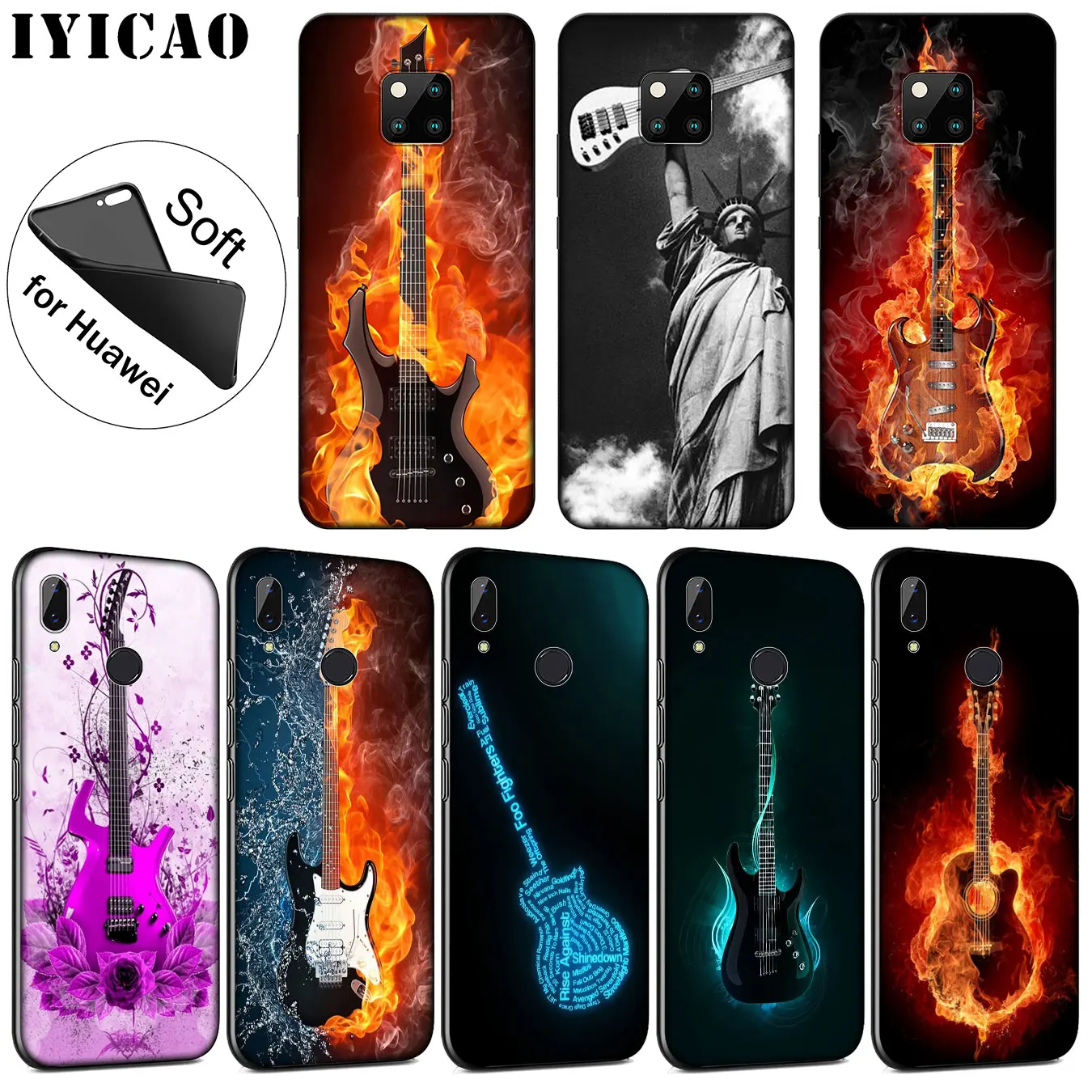 Роскошный мягкий силиконовый чехол для телефона IYICAO Music guitar DJ Huawei Mate 30 20 10 Pro Lite Nova