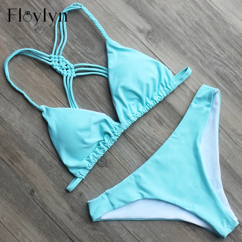 Купальник-бикини женский треугольный с чашками пуш-ап | Женская одежда