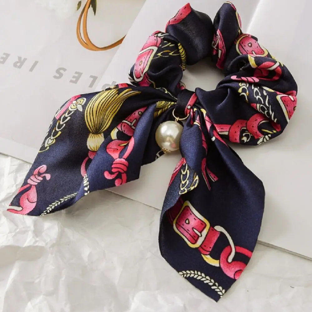 

Vintage Women Bowknot Streamers Scrunchies Hair Scarf Ponytail Holder Headband Elastic Hair Ties for Girls Hair Accessories