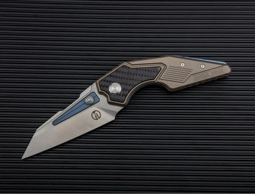 Bronze anodized Maxace Zerg складной нож M390 лезвие углеродная волоконная вставка - Цвет: Bronze anodized