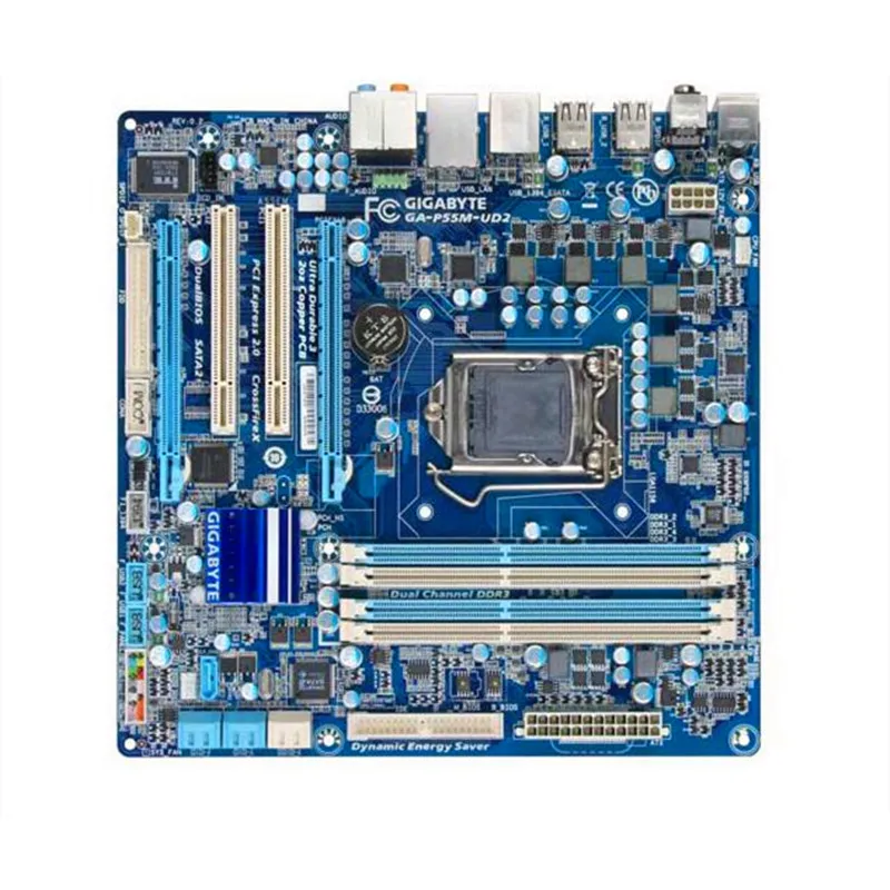 Материнская плата для Gigabyte оригинальная б/у настольного ПК с разъемом P55 LGA 1156 DDR3