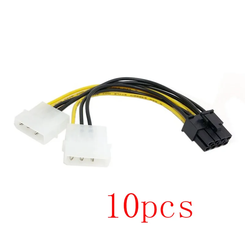 Фото 10 шт. 6-дюймовый 2 x Molex 4-контактный к 8-контактному видеокарту PCI Express Pci-e ATX PSU Кабель преобразователя мощности Molex к Pcie 8-контактный №1