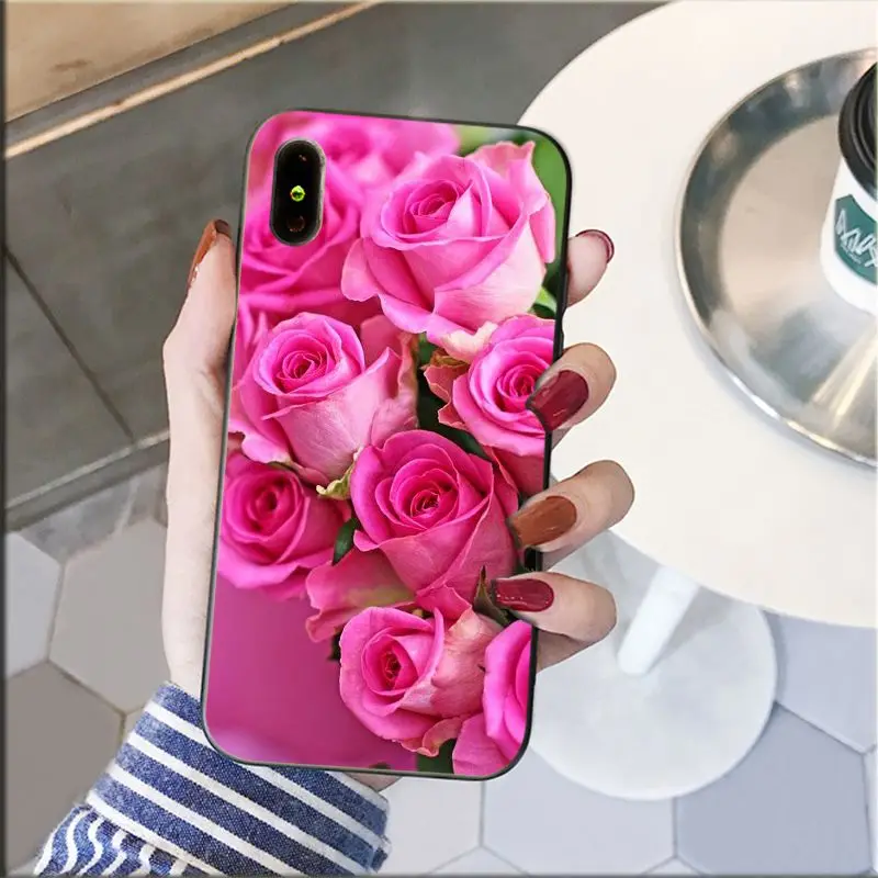 Yinuoda красный розовый ТПУ мягкий силиконовый черный чехол для телефона iPhone 5 5Sx 6 7