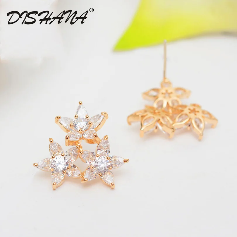 Новинка 2016 модные украшения для женщин серьги гвоздики с тремя цветами женские