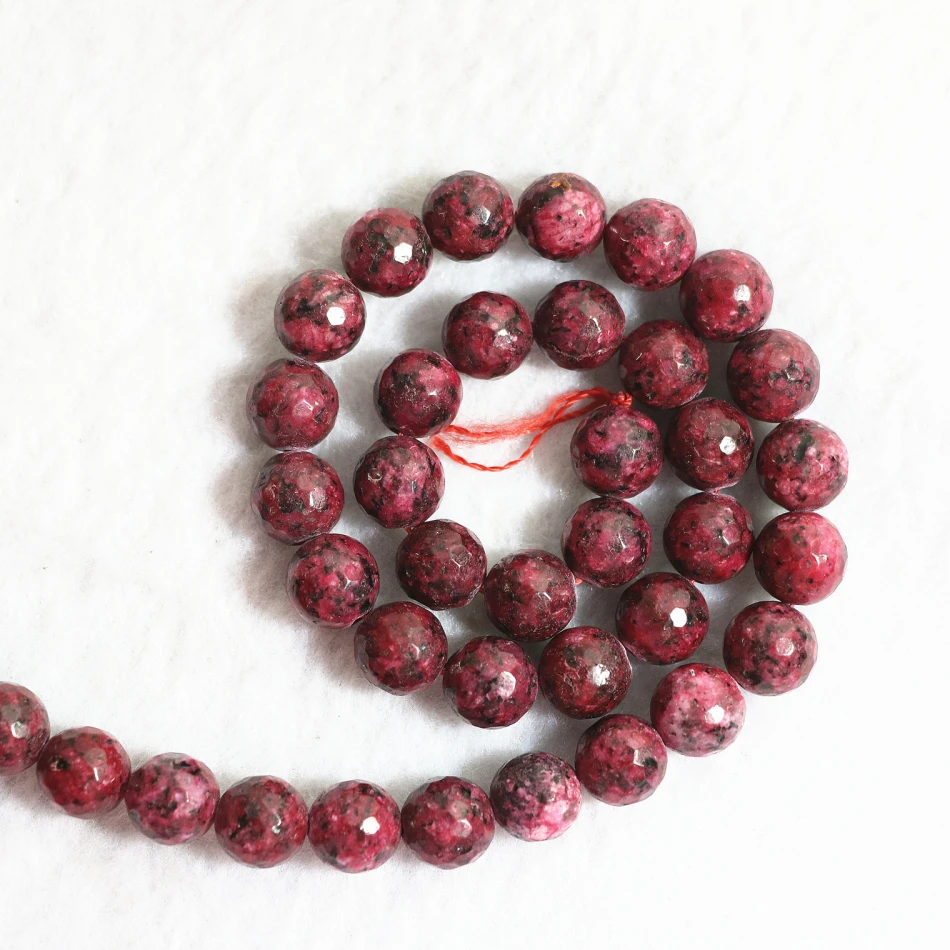 

New red stone zoisite 10mm hot sale stone faceted round loose beads fashion diy jewelry 15"B783