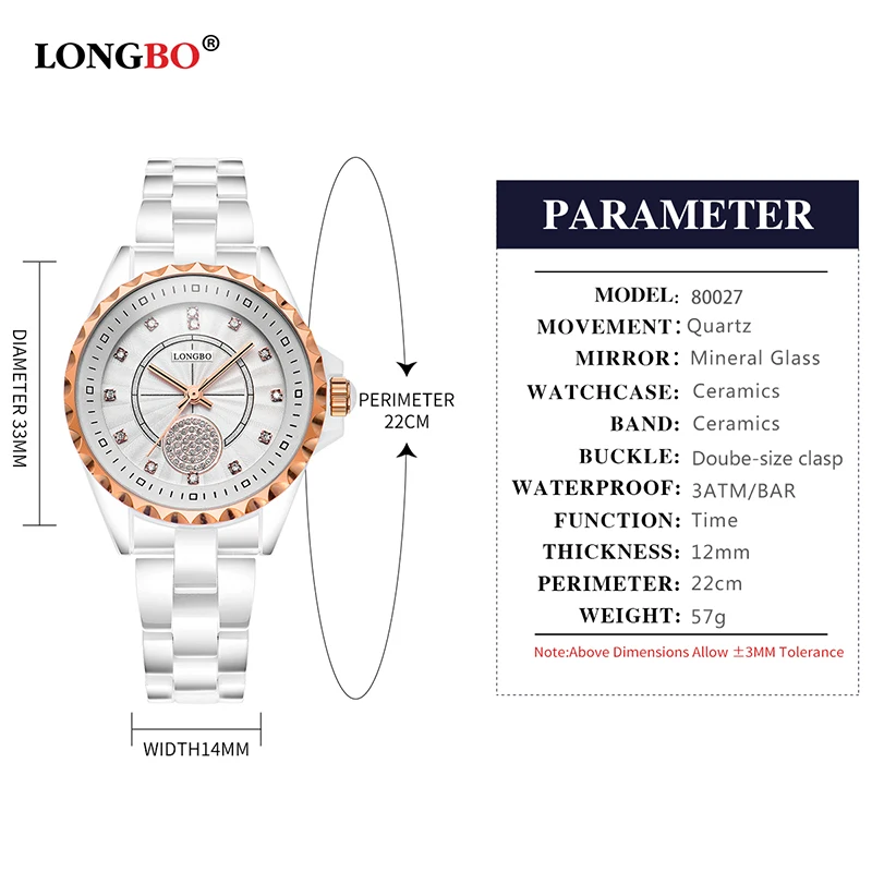 LONGBO женские часы Роскошные повседневные Кварцевые керамические relojes mujer модные