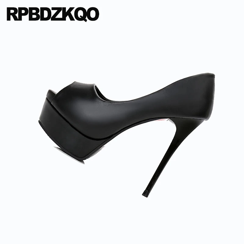 Scarpin Платформа Подглядывать открытым носом ультра Размер 4 34 14cm обувь дешево