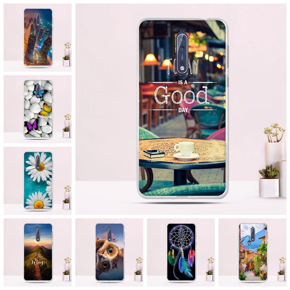 Силиконовые ТПУ чехлы для телефонов Nokia 8 чехол 3D роскошные милые цветочные