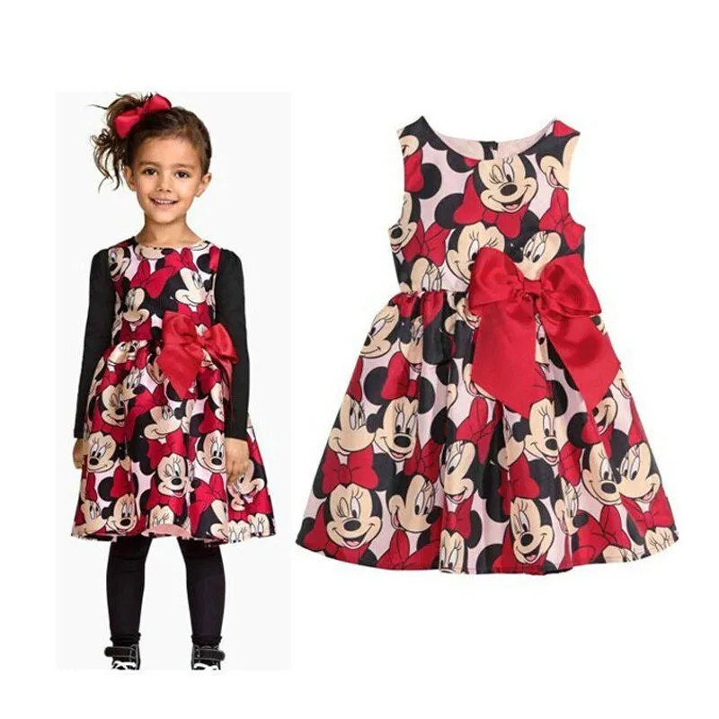 Summer Cute Girls Cartoon Minnie Red Dress Baby Kids Wedding Party Dresses Clothes Princess | Детская одежда и обувь