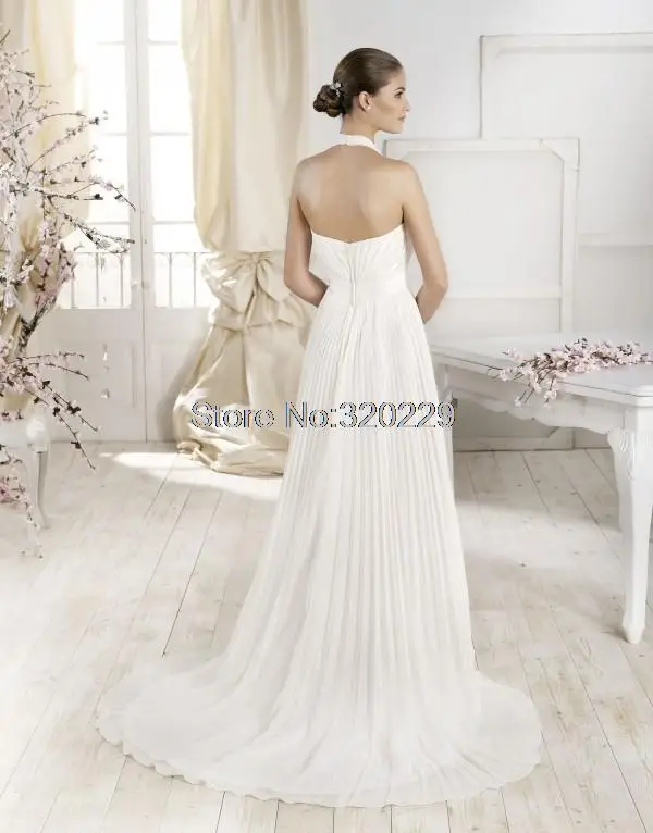 2014 New A-Line halter off-shoulder sleeveless long chiffon Wedding Dress custome-made NK-598 | Свадьбы и торжества
