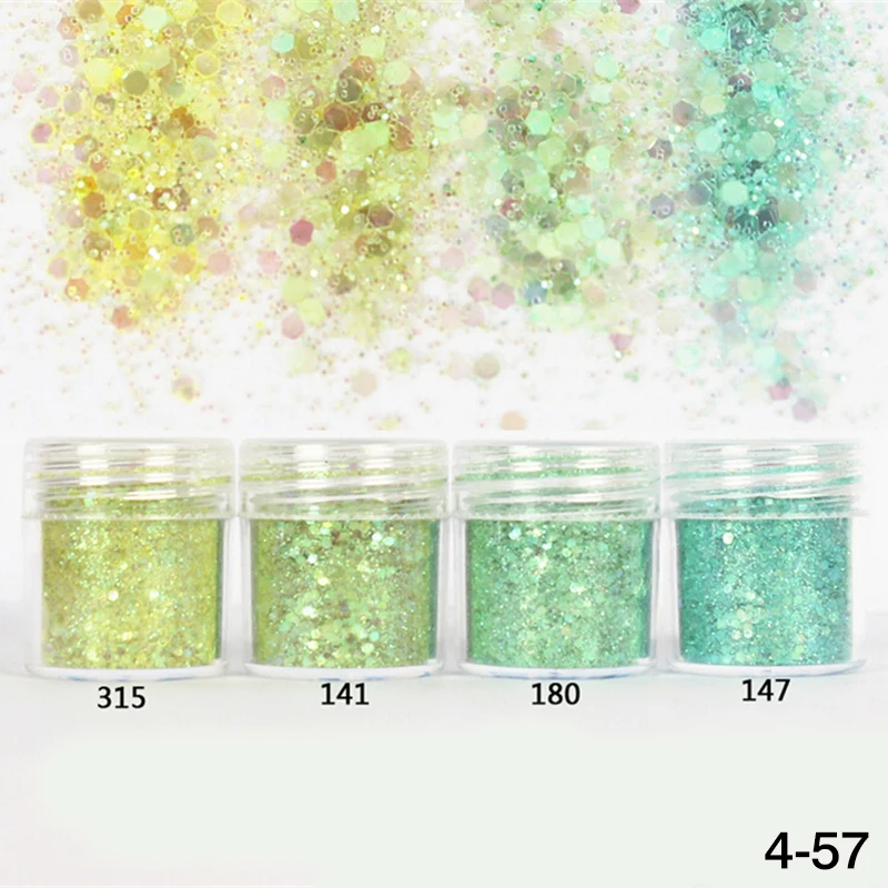 

Hot Nail Art 10ml Colorful Green Mixed Nail Glitter Powder Hexagon Shape Glitter Nail Powder Sheets Tips Nail Art Decor Set 1Box