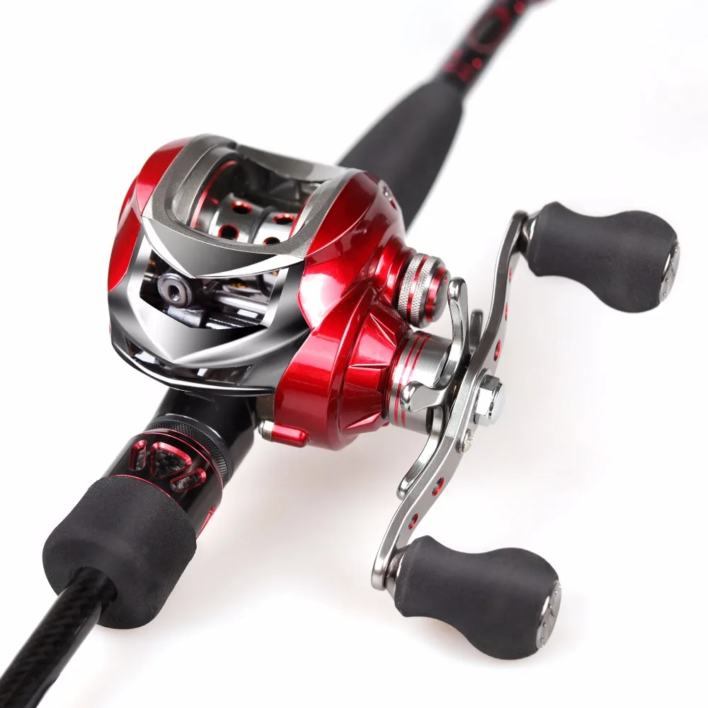 Рыбалка Катушки 2.1 М 46 т угольный стержень Baitcasting Rod 2 секции Set красный приманки