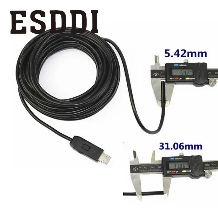 Esddi Новый 2/5/10 м 5 мм USB эндоскопа Водонепроницаемый 6LED инспекции Гибкая