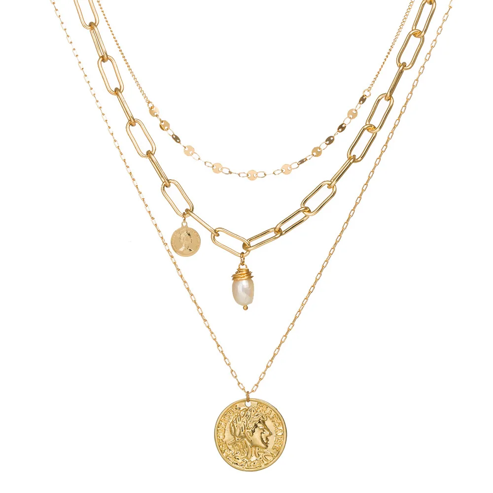 

2022 New Initial Letter Real Natural pearl Pendant Coin Shell Necklace Female Gold Color Chain Choker Collar Necklaces for Women
