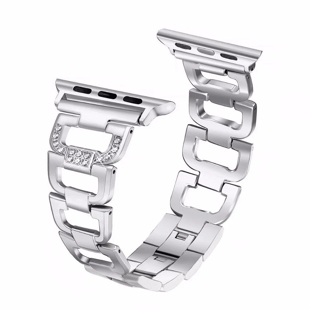 Ремешок со стразами для Apple Watch Band Series SE/6/5/4/3/2 элегантный металлический браслет