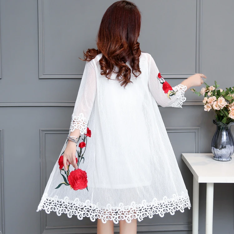 Новинка весна и осень 2020 женский европейский вышитый цветок кружева длинный