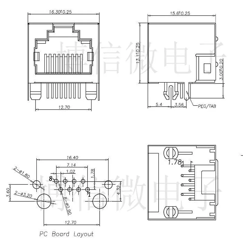 10 шт.-100 шт. RJ45 разъем 56 без светильник Ки светки сетевой 8P8C кристальная розетка |