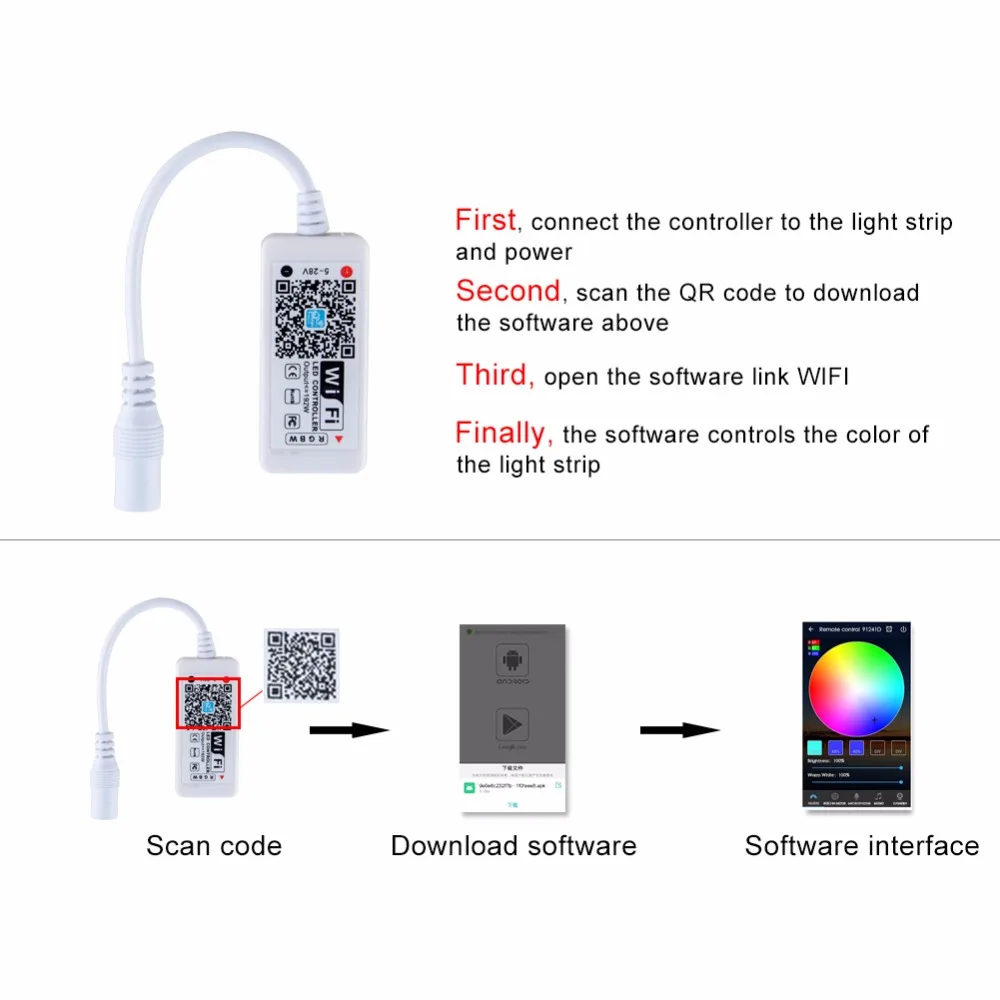 Светодиодная лента RGB RGBW 5 24 В 12 диодный светильник для Android и iOS управление WiFi 2835