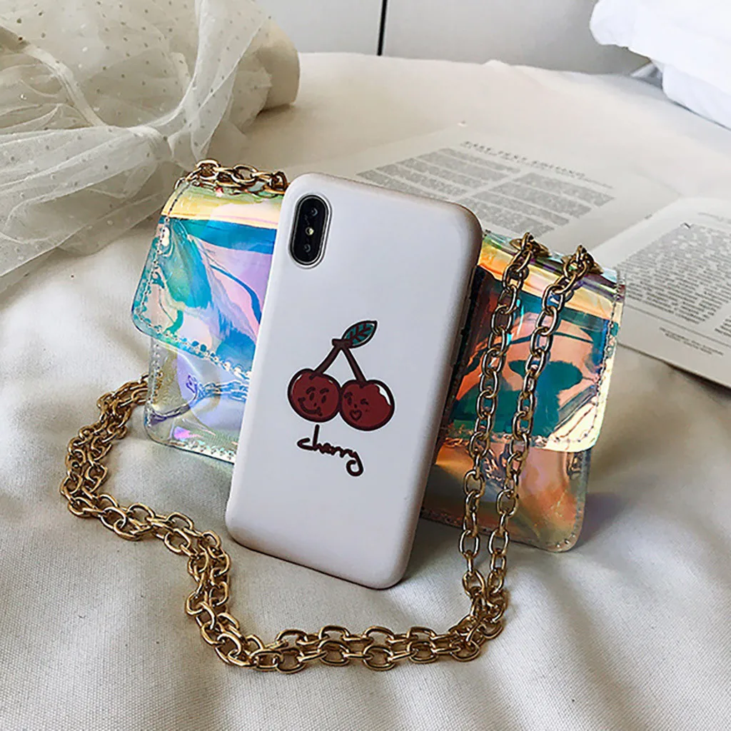 Модная женская сумка мессенджер с лазерной универсальной цепочкой Повседневная