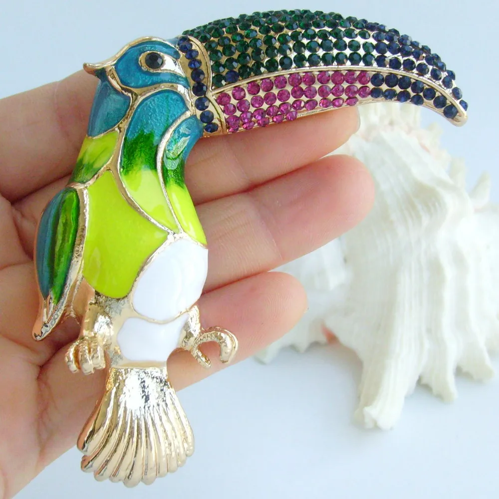 Брошь в виде птицы Pretty Toucan булавка с кулоном многоцветные Стразы и кристаллы