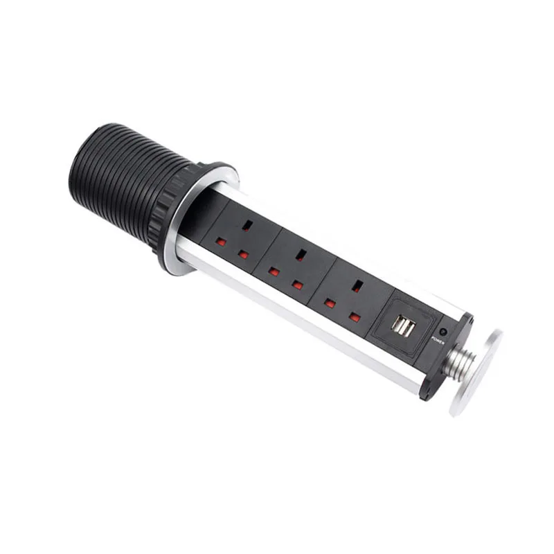 Вытягивающаяся Выдвижная электрическая розетка с 3 розетками 2 USB кухонная