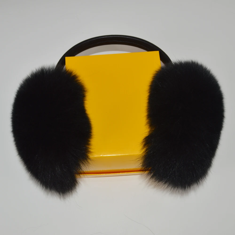 Женские зимние теплые пушистые наушники из натурального Лисьего меха женские