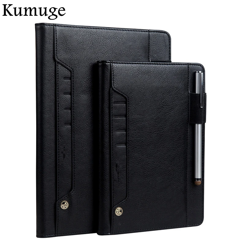 

For iPad Air 2/1 Case Book Premium PU Leather Flip Card Holder Stand Smart Auto Wake/Sleep Cover for iPad 5 iPad 6 Capa Para+Pen