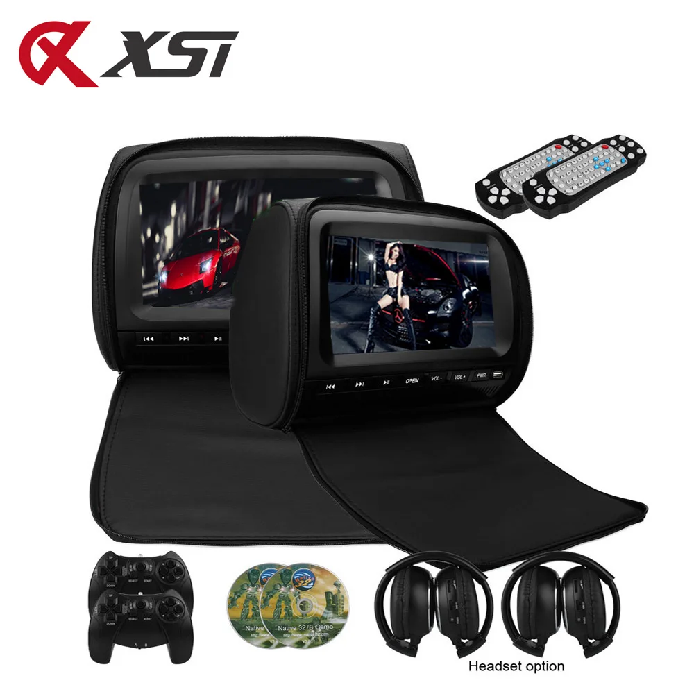 XST 2 шт. 9 дюймов 800*480 TFT ЖК-экран емкость Автомобильный подголовник монитор DVD видео плеер поддержка IR/FM/USB/SD/динамик/провод игры