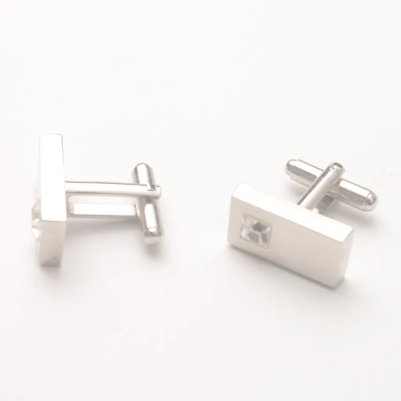 1 Pair of Silver Tone Rhinestone Rectangle Cuff links Mens Cufflinks #93879 | Украшения и аксессуары
