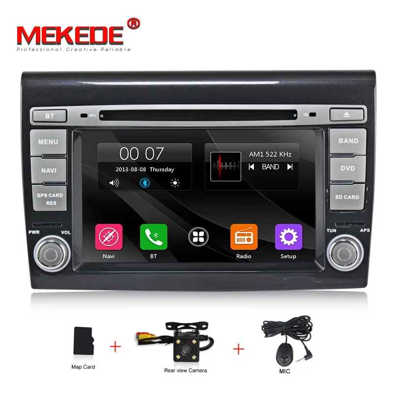 CAR DVD CAMERA MEKEDE емкостный экран HD Автомобильный dvd-плеер 2 din стерео для Fiat Bravo 2007- радио NAVI gps навигационная система Bluetooth - Цвет: CAR DVD CAMERA