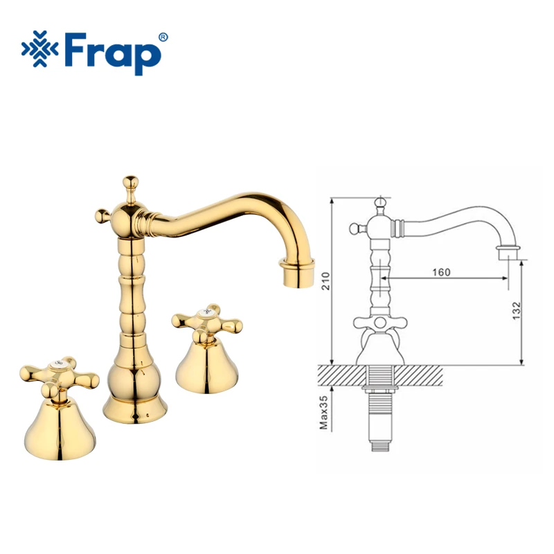 Frap antique Basin sink mixer tap gold bathroom faucet Plating Double Handle Cold Hot Water Mixer Luxury Solid Brass G1163-6 |