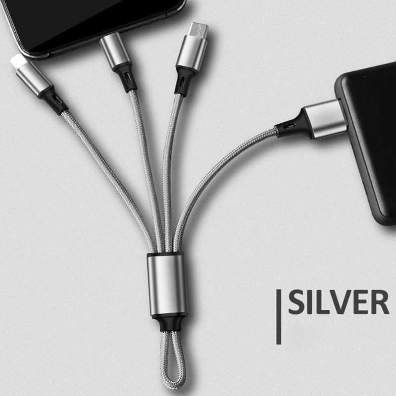 3 в 1 type C адаптер для быстрой зарядки нейлоновый Плетеный usb-кабель xiaomi huawei samsung