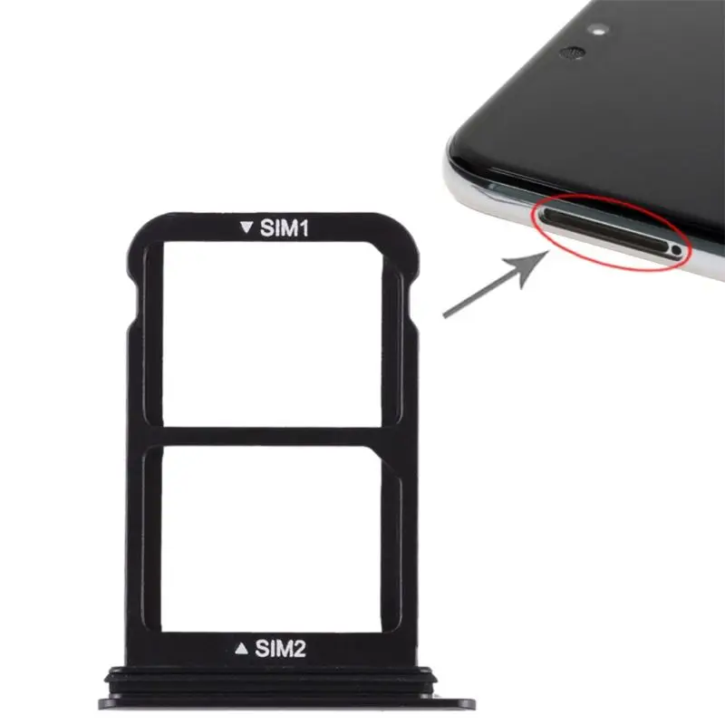 Black Лоток для sim-карты, двойной слот, держатель, адаптер, замена, металлический для huawei P20 HM - Color: Black