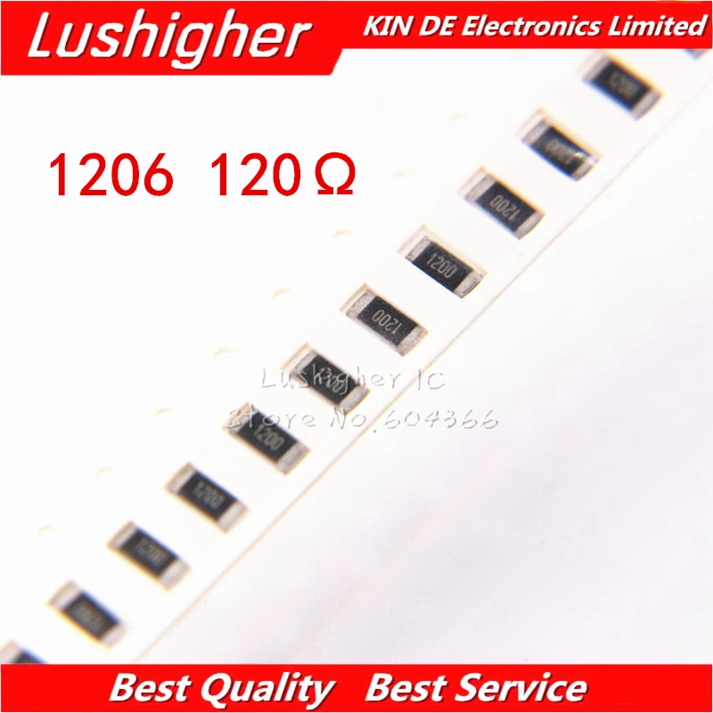 100 шт. 1206 SMD резистор 1% 120 Ом 121 120R 120ом