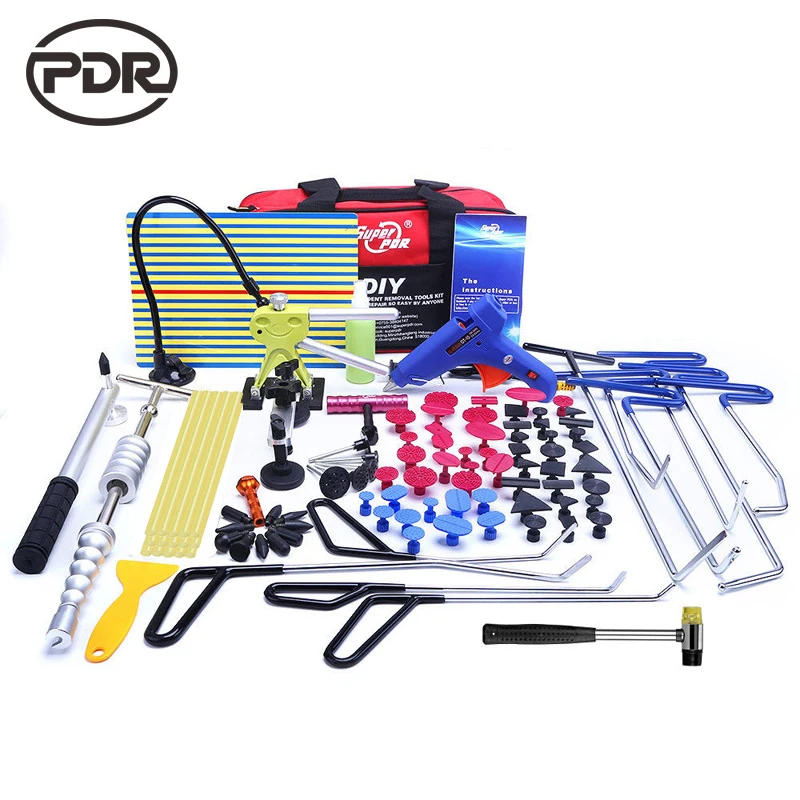 

PDR Tools Hooks Stainless Steel Push Rods Dent Removal Car Body Dent Repair Reverse Hammer Paintless Dent Remover Crowbar Kit