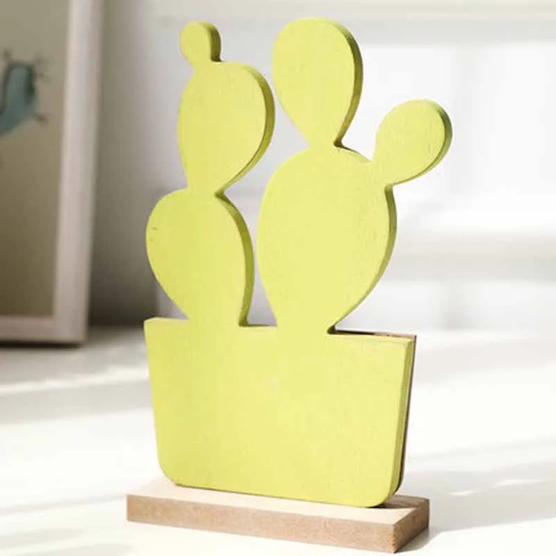 Натуральный Деревянный кактус модель настольные растительные украшения детская
