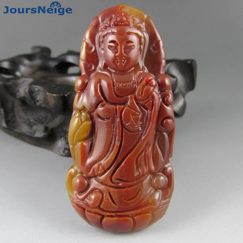 

Wholesale Huanglong Natural Stone Pendants Lotus Guanyin Buddha Pendant Necklace Lucky Men Women Fine Carving Pendant Jewelry