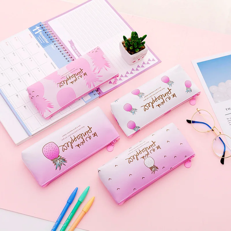 Kawaii пенал милый ананас школьный чехол карандаш для ручка девочек сумка