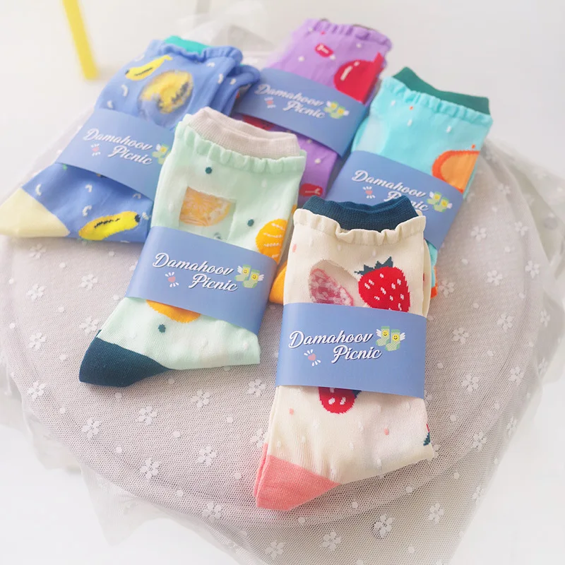 2019 новые летние дизайн Для женщин тонкие носки в виде клубники типа &quotбанан&quot